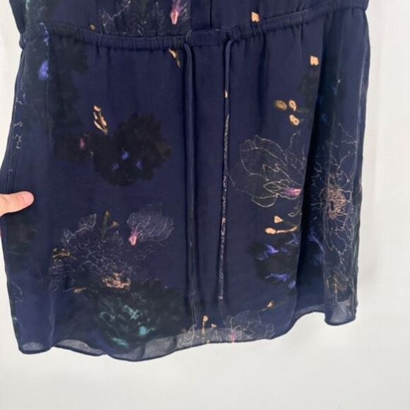 Babaton Aritzia Women's Floral Silk Benedict Sleeveless Shirt Dress Navy Medium - Picture 8 of 13